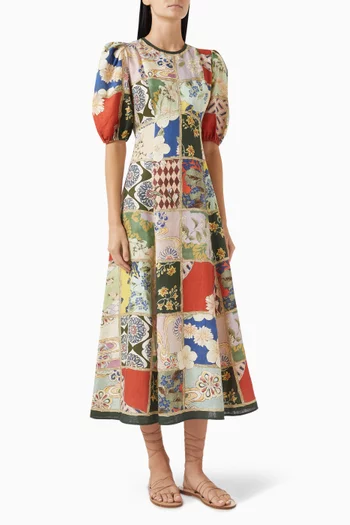 Bianca Midi Dress in Linen