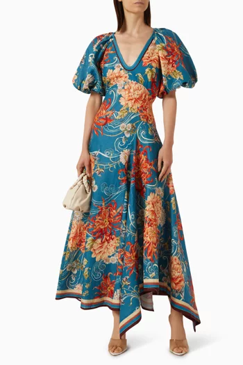 Fletcher Puff-sleeve Dress in Linen