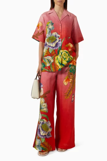 Inez Printed Shirt in Linen