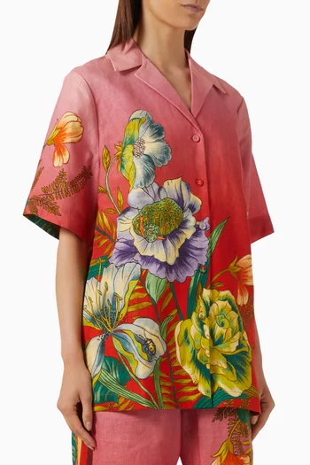 Inez Printed Shirt in Linen