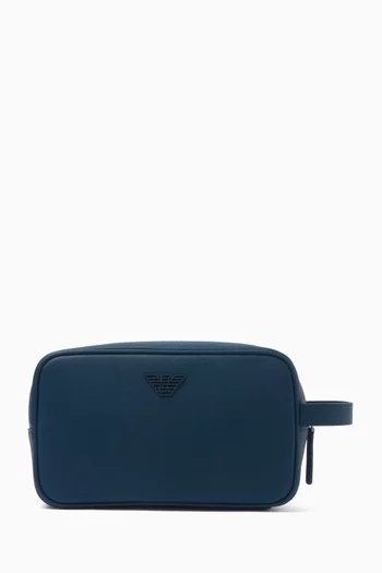 Eagle-plaque Beauty Case in Faux Leather
