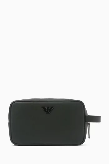 Eagle-plaque Beauty Case in Faux Leather