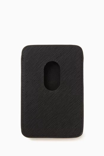 Eagle Logo Magnetic Card Holder in Saffiano Leather