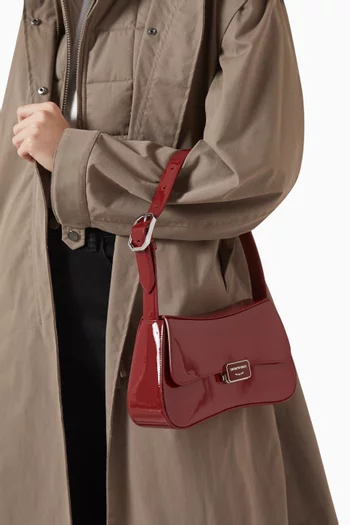Logo Buckle Shoulder Bag in Patent Faux Leather