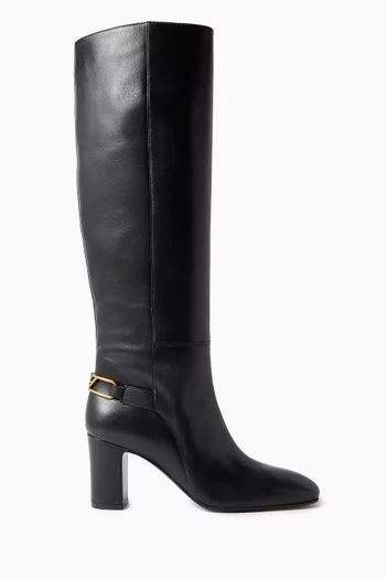 Eagle-plate Knee-high Boots in Nappa Leather