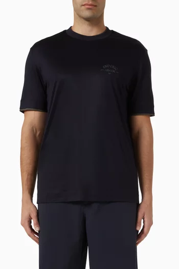 Contrast-trim T-shirt in Lyocell-blend Jersey