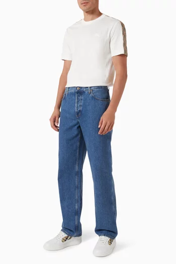 Check Trim T-shirt in Cotton Jersey