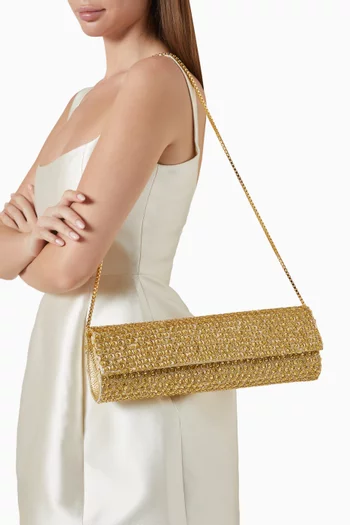 Embroidered Clutch Bag in Leather