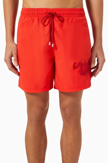 Year of the Snake Embroidered Swim Shorts