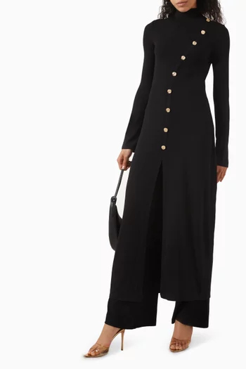 Diagonal Button Maxi Dress