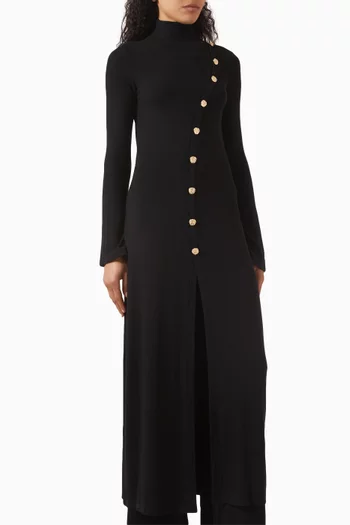 Diagonal Button Maxi Dress