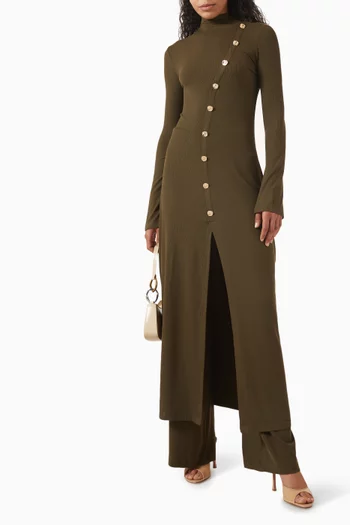 Diagonal Button Maxi Dress