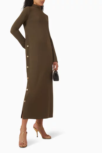 Side Split Maxi Dress in Cotton-blend