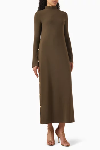 Side Split Maxi Dress in Cotton-blend