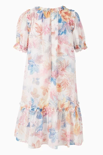 Mariannes Floral Ruffle Dress in Chiffon