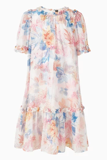 Mariannes Floral Ruffle Dress in Chiffon