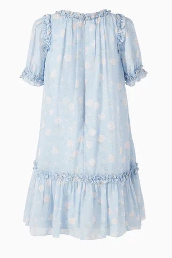 Rose Ditsy Ruffle Dress in Chiffon