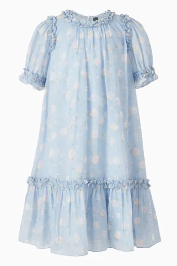 Rose Ditsy Ruffle Dress in Chiffon