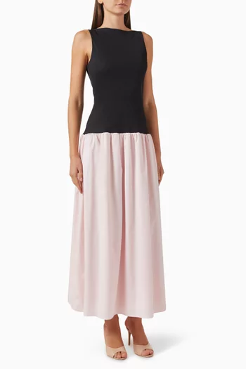 Juliana Maxi Dress in Poplin & Jersey