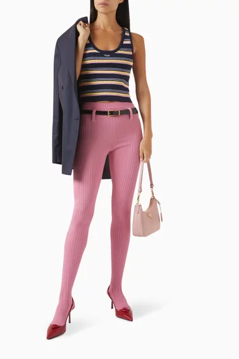 Rib-knit Tights in Cotton