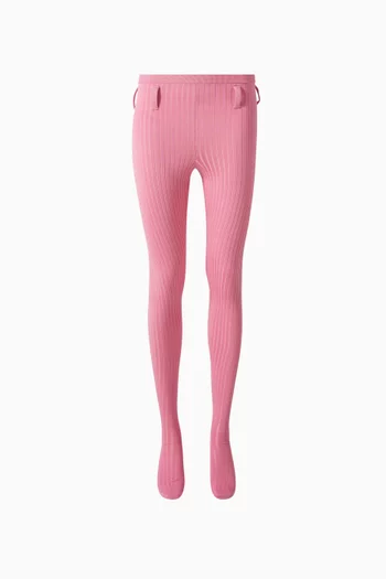 Rib-knit Tights in Cotton