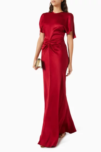 Gathered-waist Gown in Satin