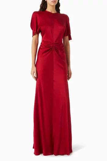 Gathered-waist Gown in Satin