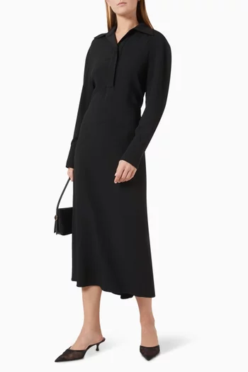 Polo Collar Midi Dress in Viscose Blend