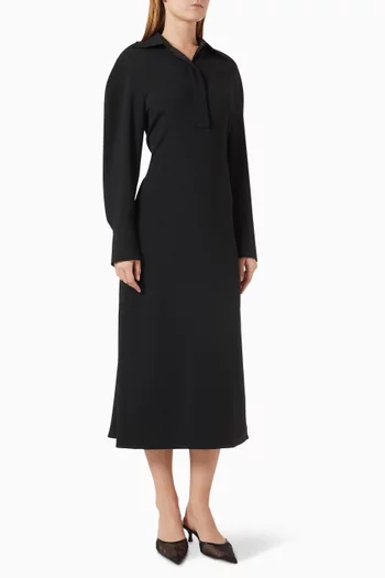 Polo Collar Midi Dress in Viscose Blend