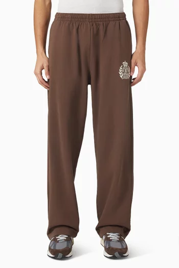 NY Crest Embroidered Wide Sweatpants in Cotton