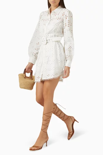 Broderie Anglaise Mini Dress in Cotton