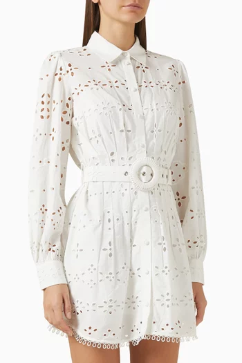 Broderie Anglaise Mini Dress in Cotton