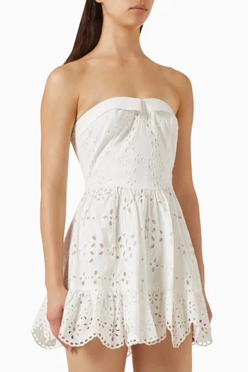 Broderie Anglaise Mini Dress in Cotton