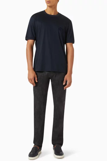 Logo Embroidered T-shirt in Cotton Interlock