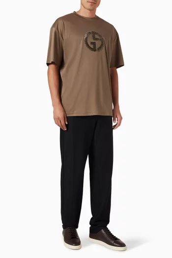 Oversized Embroidered Logo T-shirt in Cotton Interlock