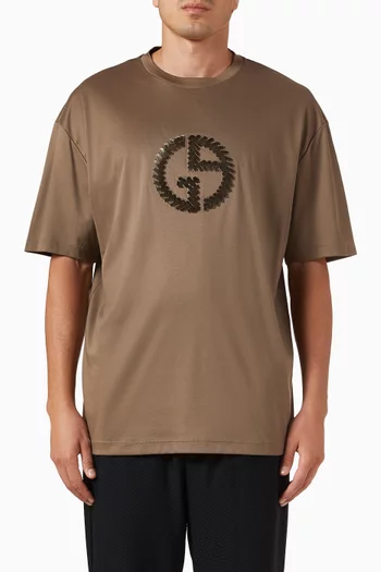 Oversized Embroidered Logo T-shirt in Cotton Interlock