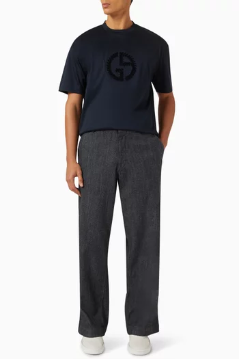 Oversized Embroidered Logo T-shirt in Cotton Interlock