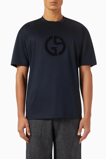 Oversized Embroidered Logo T-shirt in Cotton Interlock
