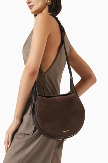 Large Shoulder Bag in Suede and Pebbled Calfskin