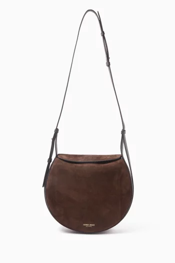 Large Shoulder Bag in Suede and Pebbled Calfskin