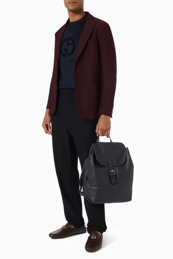 Logo-embossed Backpack in Grainy Calfskin