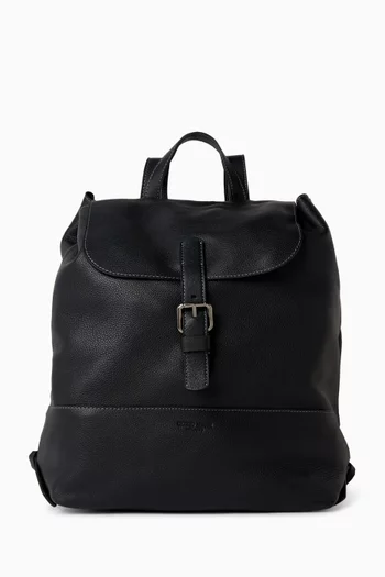 Logo-embossed Backpack in Grainy Calfskin
