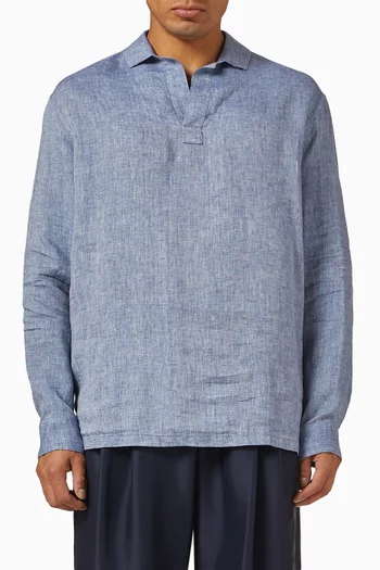 Polo Collar Shirt in Linen