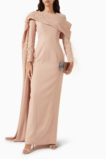 Amna Embellished Gown in Crepe