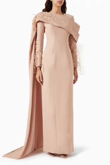 Amna Embellished Gown in Crepe
