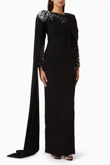 Amna Embellished Gown in Crepe