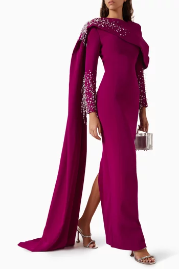 Amna Embellished Gown in Crepe