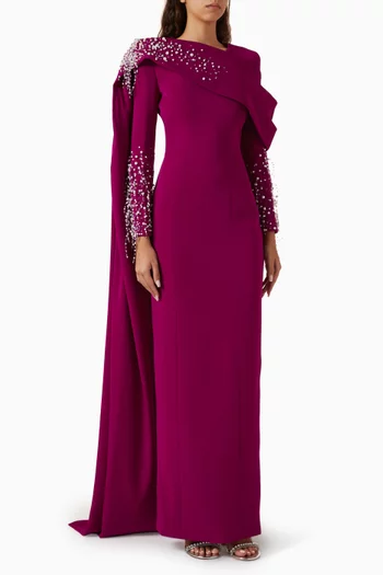 Amna Embellished Gown in Crepe