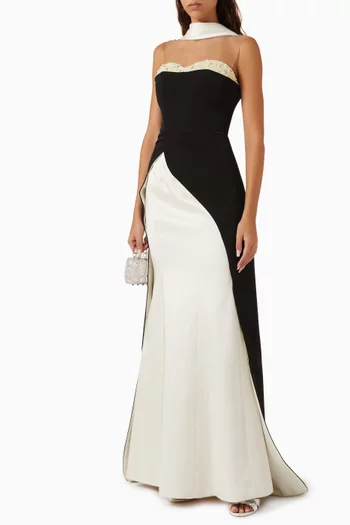 Lulwa Gown in Crepe & Silk Taffeta