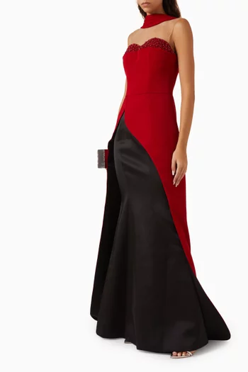 Lulwa Gown in Crepe & Silk Taffeta